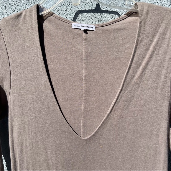 James Perse V-neck longsleeve T-shirt dress in fawn size 3 - Picture 2 of 6